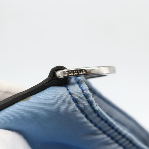 PRADA Tote Bag Nylon Blue Silver Auth YKZ1197