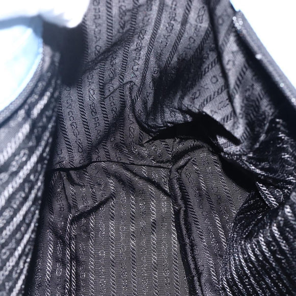 PRADA Tote Bag Nylon Blue Silver Auth YKZ1197