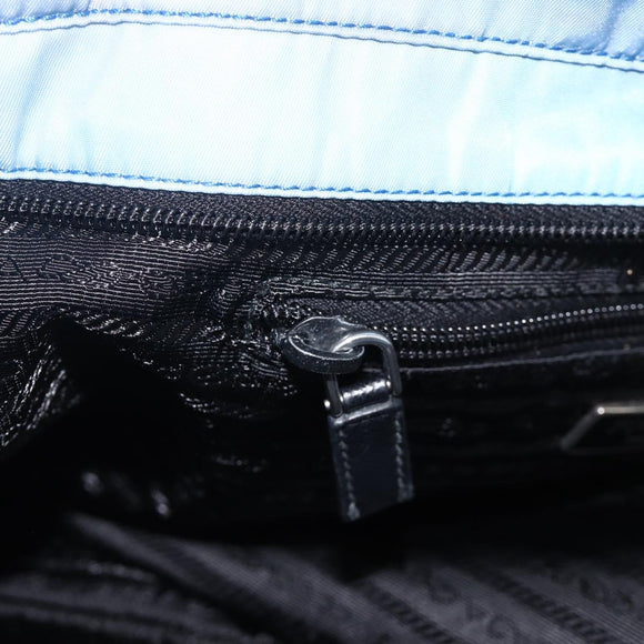 PRADA Tote Bag Nylon Blue Silver Auth YKZ1197