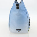 PRADA Tote Bag Nylon Blue Silver Auth YKZ1197-3