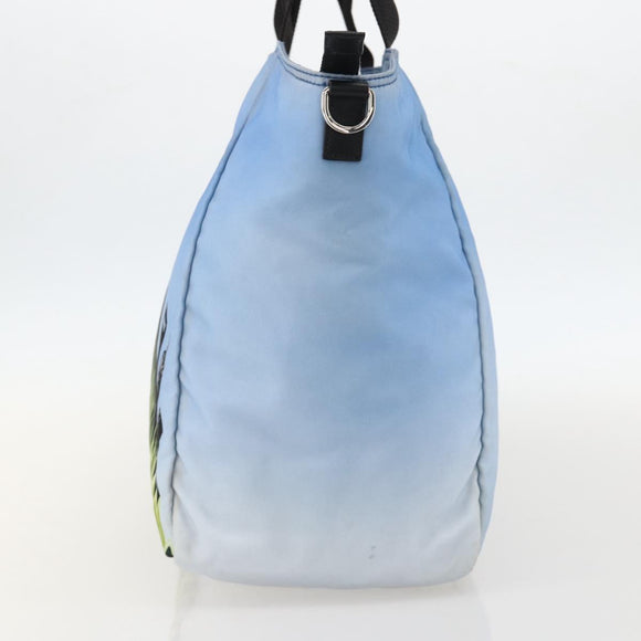 PRADA Tote Bag Nylon Blue Silver Auth YKZ1197