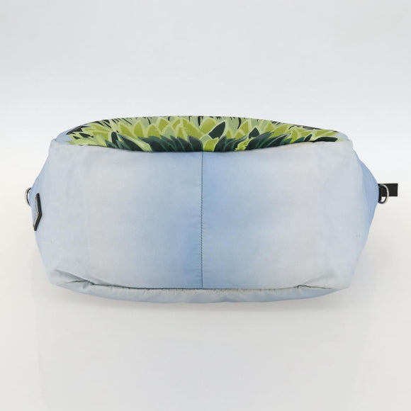 PRADA Tote Bag Nylon Blue Silver Auth YKZ1197