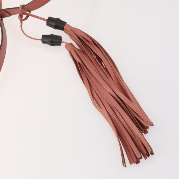 GUCCI Bamboo Shoulder Bag Leather Pink Gold Auth YKZ1198V