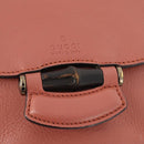 GUCCI Bamboo Shoulder Bag Leather Pink Gold Auth YKZ1198V-19