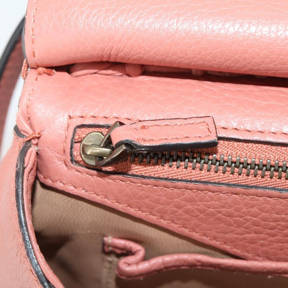 GUCCI Bamboo Shoulder Bag Leather Pink Gold Auth YKZ1198V