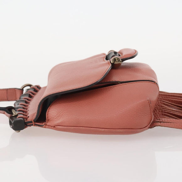 GUCCI Bamboo Shoulder Bag Leather Pink Gold Auth YKZ1198V