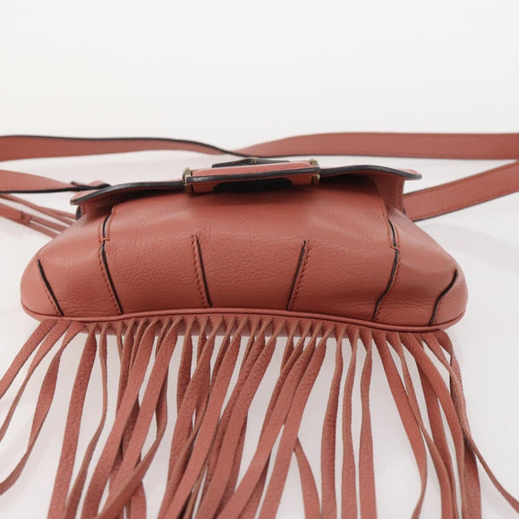GUCCI Bamboo Shoulder Bag Leather Pink Gold Auth YKZ1198V