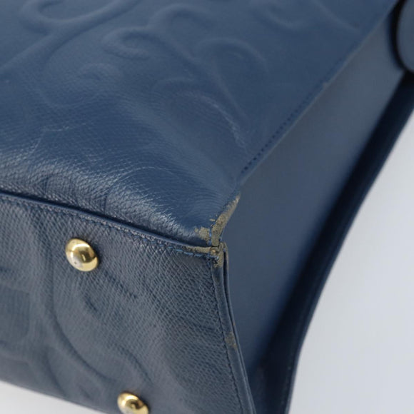 SAINT LAURENT Tote Bag Leather Blue Gold Auth YKZ120