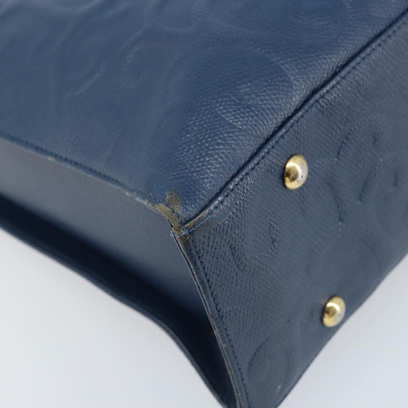 SAINT LAURENT Tote Bag Leather Blue Gold Auth YKZ120
