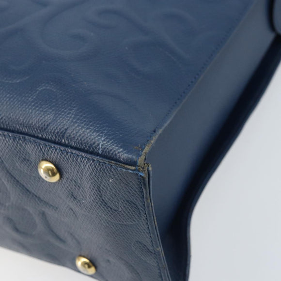 SAINT LAURENT Tote Bag Leather Blue Gold Auth YKZ120