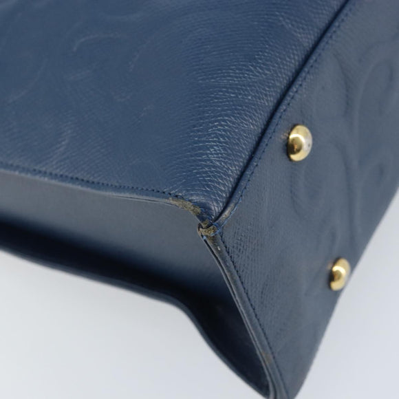 SAINT LAURENT Tote Bag Leather Blue Gold Auth YKZ120