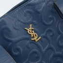 SAINT LAURENT Tote Bag Leather Blue Gold Auth YKZ120-17