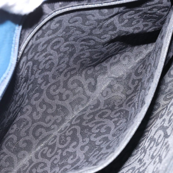 SAINT LAURENT Tote Bag Leather Blue Gold Auth YKZ120