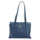 SAINT LAURENT Tote Bag Leather Blue Gold Auth YKZ120-13