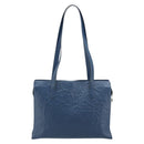 SAINT LAURENT Tote Bag Leather Blue Gold Auth YKZ120-2