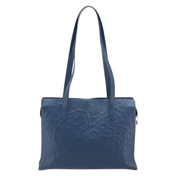 SAINT LAURENT Tote Bag Leather Blue Gold Auth YKZ120