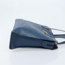SAINT LAURENT Tote Bag Leather Blue Gold Auth YKZ120-3