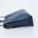SAINT LAURENT Tote Bag Leather Blue Gold Auth YKZ120-4