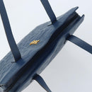 SAINT LAURENT Tote Bag Leather Blue Gold Auth YKZ120-6