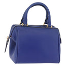 CELINE Hand Bag Leather Blue Gold Auth YKZ1208-1