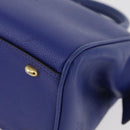 CELINE Hand Bag Leather Blue Gold Auth YKZ1208-14