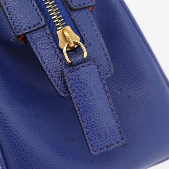 CELINE Hand Bag Leather Blue Gold Auth YKZ1208