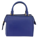 CELINE Hand Bag Leather Blue Gold Auth YKZ1208-13