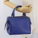 CELINE Hand Bag Leather Blue Gold Auth YKZ1208-22