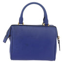 CELINE Hand Bag Leather Blue Gold Auth YKZ1208-2
