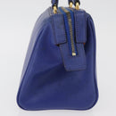 CELINE Hand Bag Leather Blue Gold Auth YKZ1208-3