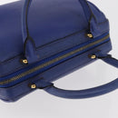 CELINE Hand Bag Leather Blue Gold Auth YKZ1208-6