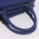 CELINE Hand Bag Leather Blue Gold Auth YKZ1208-7