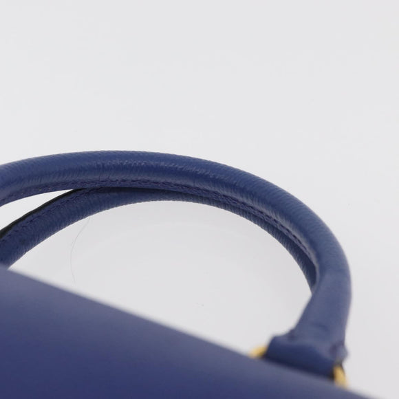 CELINE Hand Bag Leather Blue Gold Auth YKZ1208