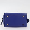 CELINE Hand Bag Leather Blue Gold Auth YKZ1208-5