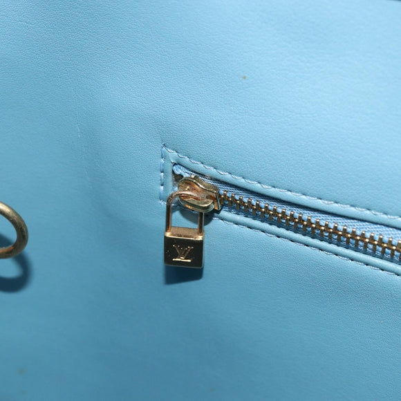LOUIS VUITTON Monogram Vernis Houston Hand Bag Baby Blue M91005 LV Auth YKZ121