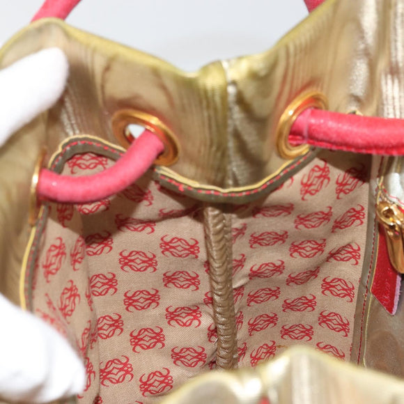 LOEWE Shoulder Bag PVC Canvas Gold Auth YKZ1213A