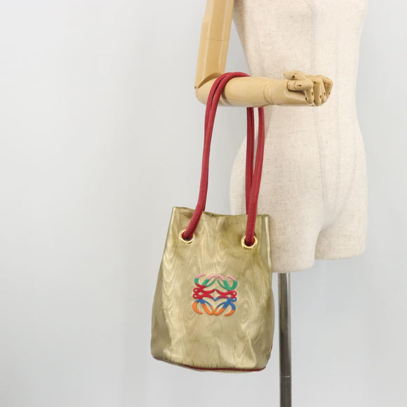 LOEWE Shoulder Bag PVC Canvas Gold Auth YKZ1213A