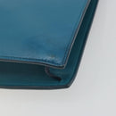 CELINE Mini Clasp Shoulder Bag Leather Blue Gold Auth YKZ1215A-12