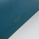 CELINE Mini Clasp Shoulder Bag Leather Blue Gold Auth YKZ1215A-14