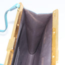 CELINE Mini Clasp Shoulder Bag Leather Blue Gold Auth YKZ1215A-17