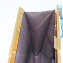 CELINE Mini Clasp Shoulder Bag Leather Blue Gold Auth YKZ1215A-18
