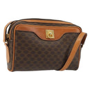 CELINE Macadam Canvas Shoulder Bag PVC Leather Brown Gold Auth YKZ1219-1