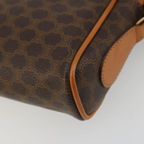 CELINE Macadam Canvas Shoulder Bag PVC Leather Brown Gold Auth YKZ1219