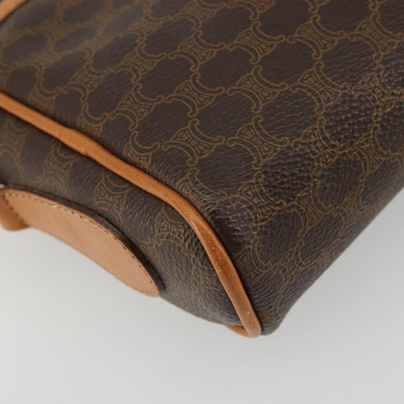CELINE Macadam Canvas Shoulder Bag PVC Leather Brown Gold Auth YKZ1219