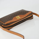 CELINE Macadam Canvas Shoulder Bag PVC Leather Brown Gold Auth YKZ1219-6