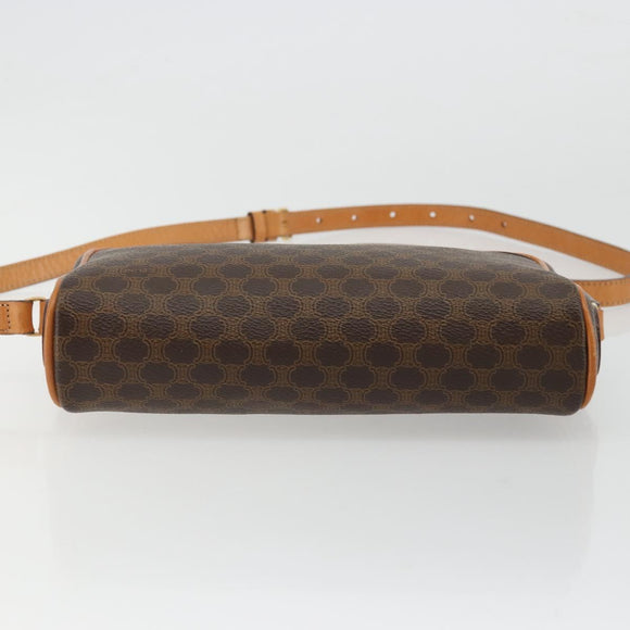 CELINE Macadam Canvas Shoulder Bag PVC Leather Brown Gold Auth YKZ1219