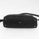 BALLY Hand Bag Leather 2way Black Gold Auth YKZ1223-5