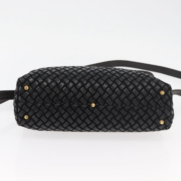 BALLY Hand Bag Leather 2way Black Gold Auth YKZ1223