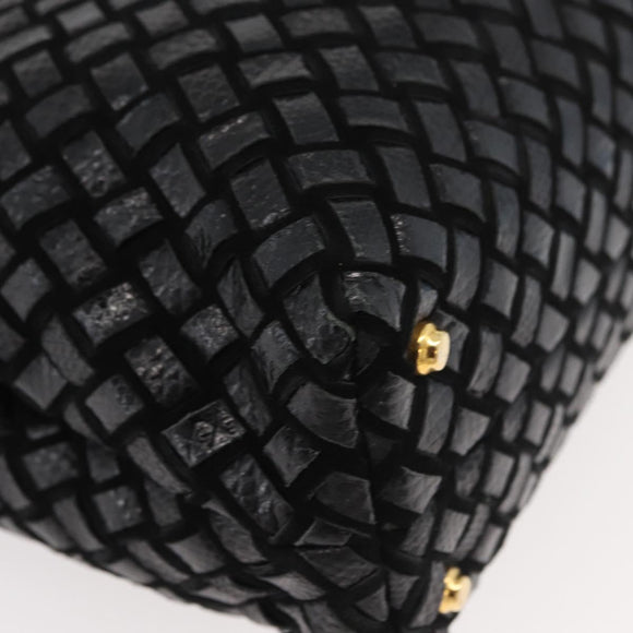 BALLY Hand Bag Leather 2way Black Gold Auth YKZ1223