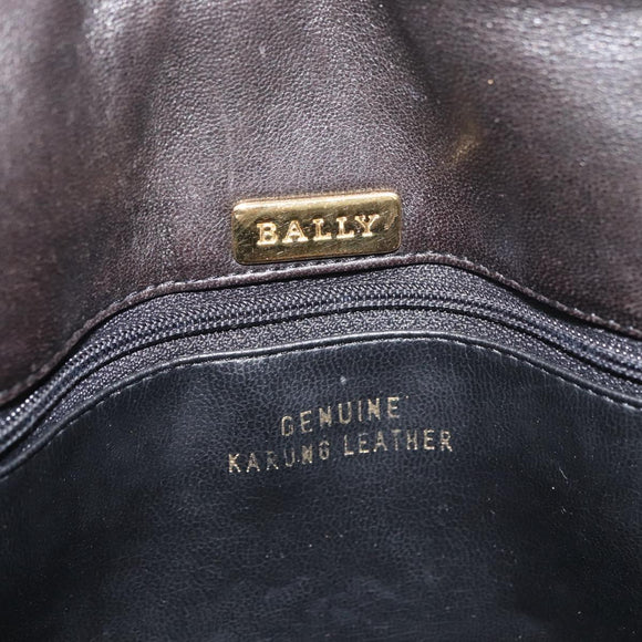 BALLY Hand Bag Leather 2way Black Gold Auth YKZ1223